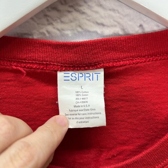 Vintage Esprit Athletic Department Graphic T-Shirt Size L Red Short Sleeve - Picture 4 of 5